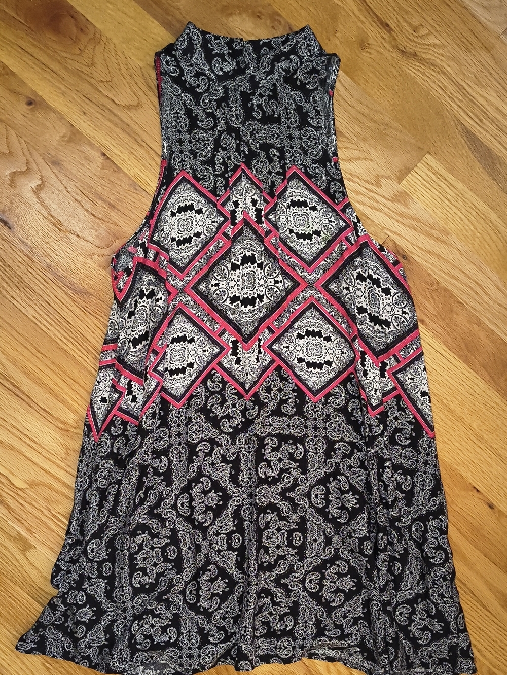 Umgee Black & Pink High Neck Patterned Dress - Picture 1 of 9